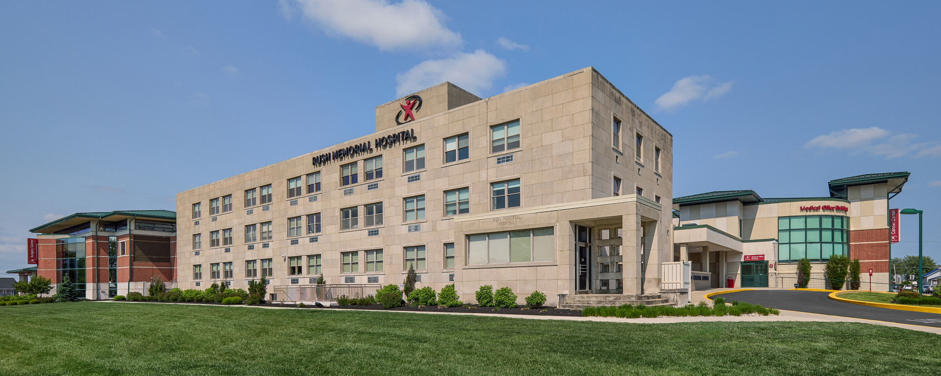 Rush Memorial Hospital front during day